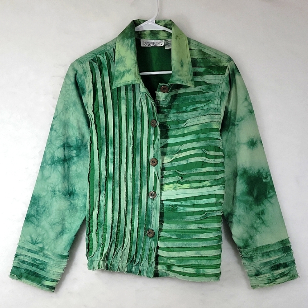 New Directions Textured Fabric Striped Cotton Blazer Size M